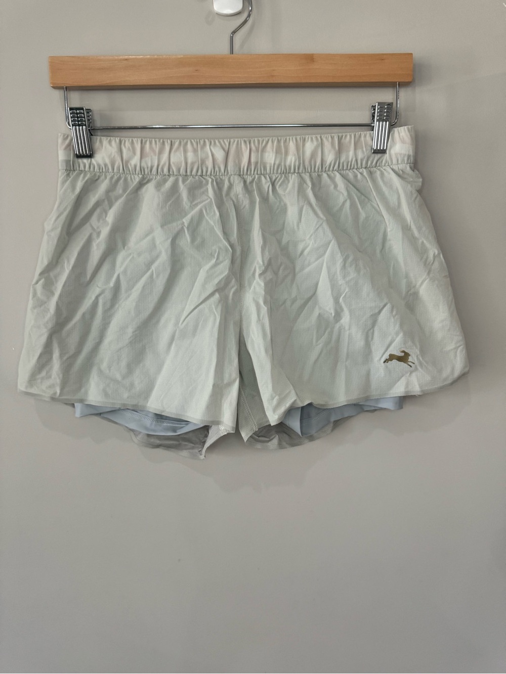 Tracksmith Light Gray Women’s  Running Shorts with Gold Logo Medium